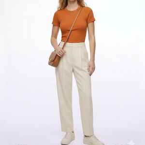 Aritzia Sunday Best Ribbed Orange Crewneck Stretchy Short Sleeve T-Shirt Size XS